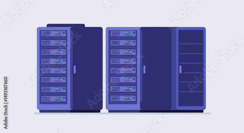 Two Pixel Art Server Racks In Gray Blue Color