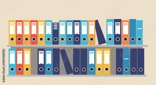 Colorful File Folders On Shelves