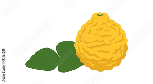 Pixel Art Lemon with Leaves