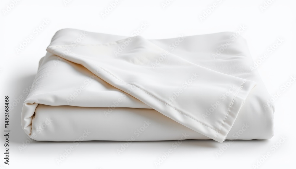 simple white bedsheet folded neatly, no embroidery or tags, isolated object on white background, centered, soft light, no shadow, hyper clean texture, 8k resolution. simple white bedsheet folded neatly, no embroidery or tags, isolated object on white background, centered, soft light, no shadow, hyper clean texture, 8k resolution.