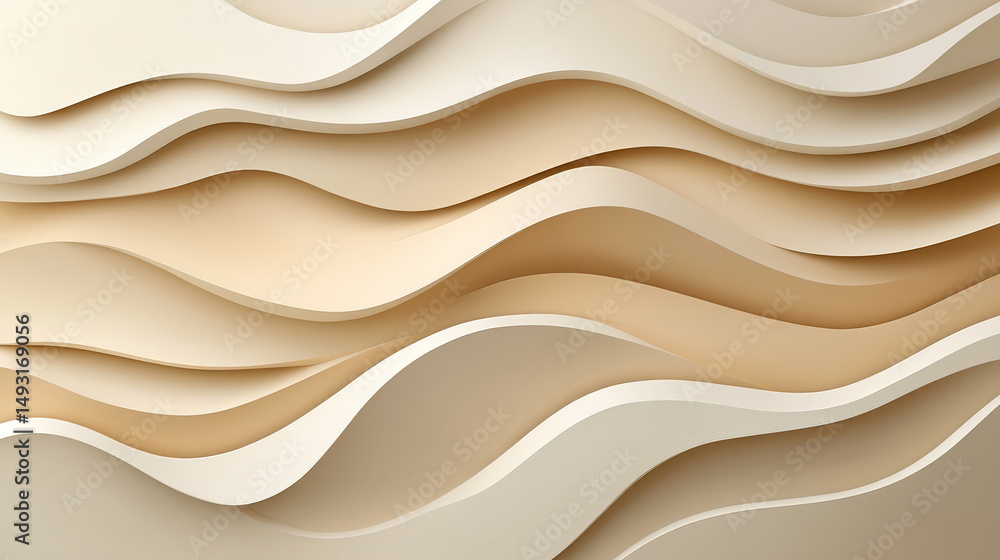 Obraz premium Abstract layered wavy design in beige and cream tones