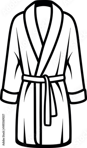 Black and White Illustration of a Cozy Bathrobe with a Tie Belt vector silhouette Generative AI