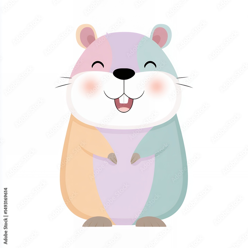 Naklejka premium Cute Pastel Cartoon Hamster Illustration