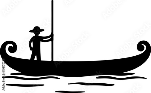 Silhouette of Gondolier on Boat


