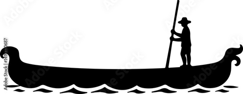 Silhouette of Gondolier on Boat

