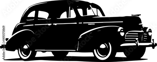 Vintage Convertible Car Silhouette