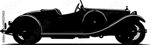 Vintage Convertible Car Silhouette