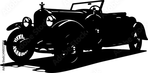 Vintage Convertible Car Silhouette