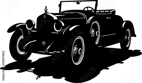 Vintage Convertible Car Silhouette