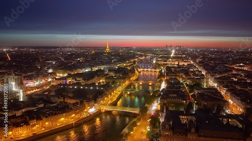 Wallpaper Mural aerial view showcases Parisian landmarks, including the iconic Eiffel Tower. France Torontodigital.ca