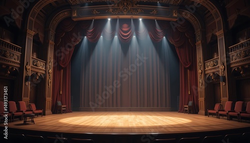 Empty Stage of a Grand Victorian Theatre