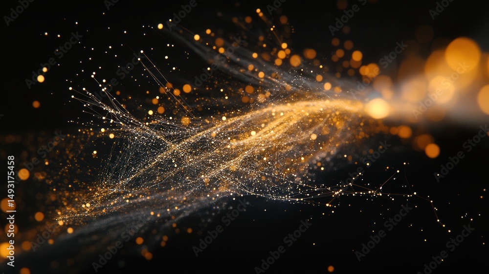 Obraz premium glowing points and lines that continuously evolve, representing the complex structure and learning processes of AI technology