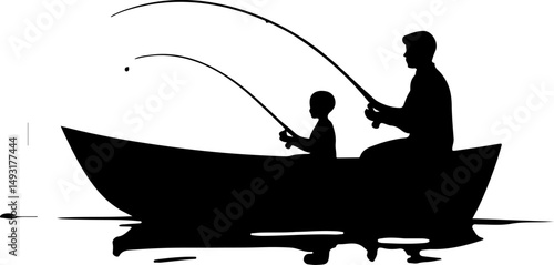 Fishing Boat at Sea Silhouette