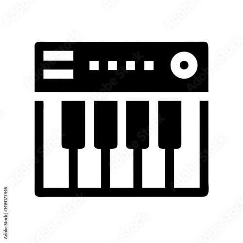 Synthesizer Icon in Minimalist Design for Music Blogs, Audio Production Websites, Creative Projects, and Digital Media Content  