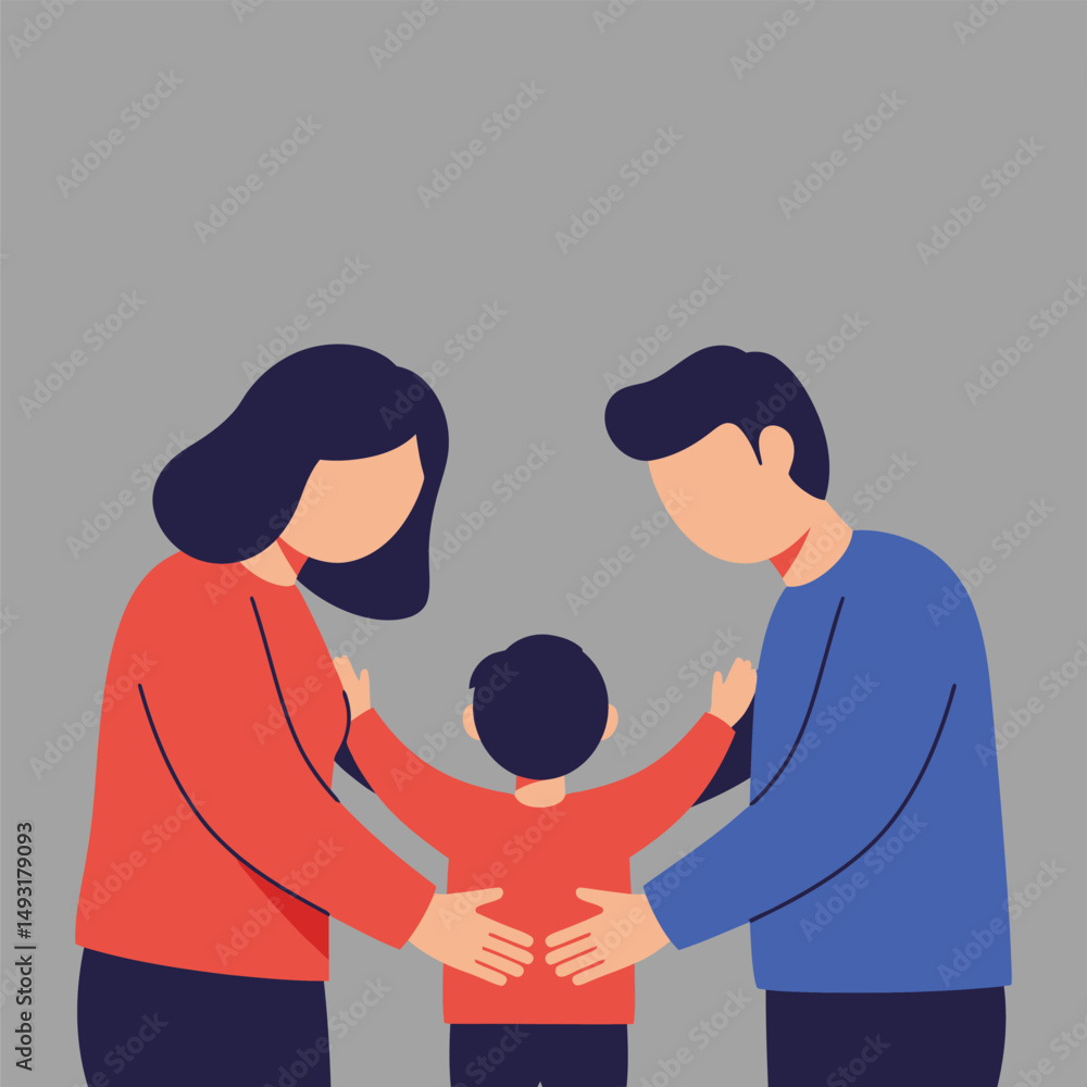 Fototapeta premium Family Embracing Child Love Support and Togetherness