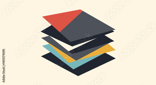 Abstract Geometric Shapes Composition In Various Colors