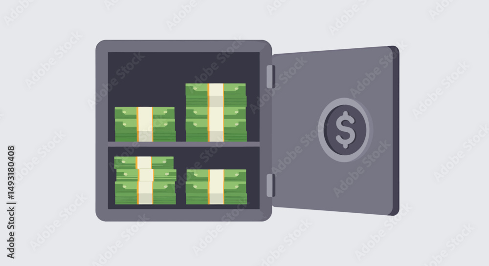 Open Safe With Stacks Of Money Open Safe With Stacks Of Money