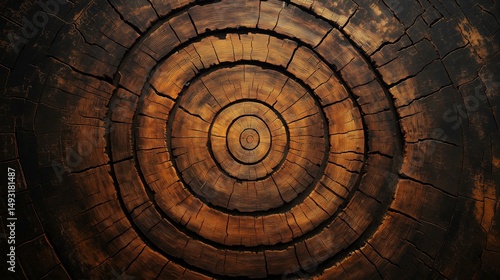 Close-up of a tree trunk displaying its detailed s revealing the age of the tree with its concentric circles and textured wooden surface in natural lighting.