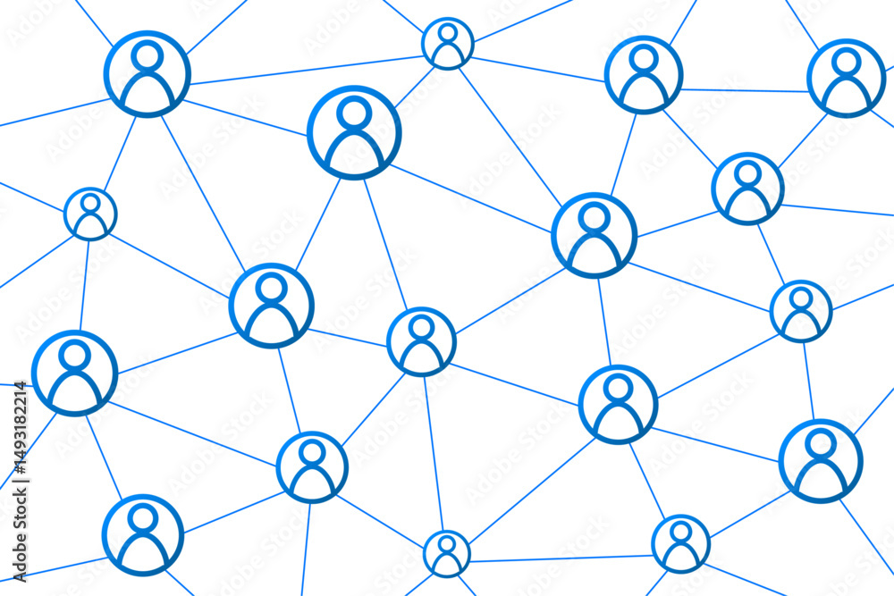 Blue Technology Background With Network Connection And People Icon. Vector Illustration. Abstract Business Wallpaper. Banner Blue Technology Background With Network Connection And People Icon. Vector Illustration. Abstract Business Wallpaper. Banner