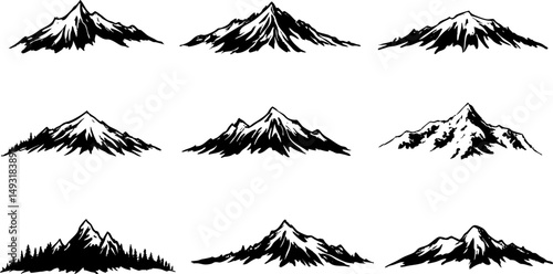 Mountains Logo Symbol and Icons Set