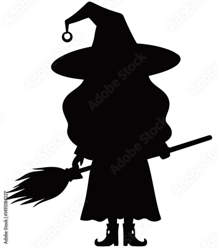 Witch Girl Silhouette Vector