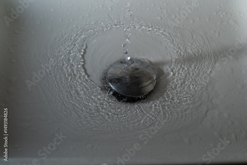 Close up of splashing water from a fountain or shower head