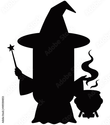 Witch Girl Silhouette Vector