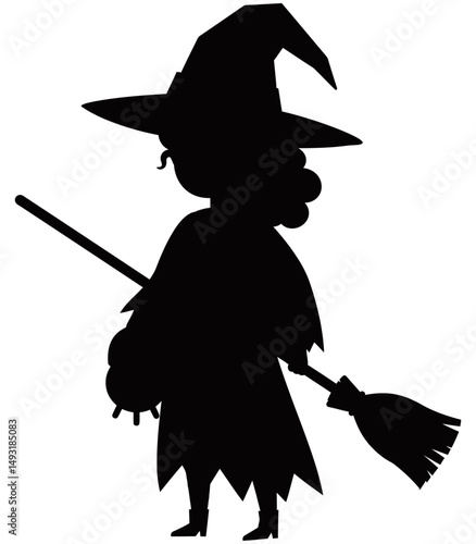 Witch Girl Silhouette Vector