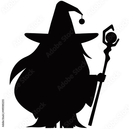 Witch Girl Silhouette Vector