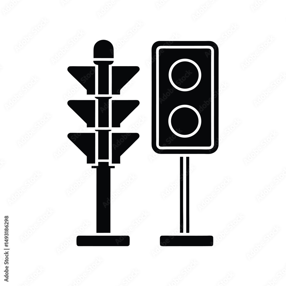 Fototapeta premium Flat and Minimal Classic traffic lights walk signal logo vector illustration isolated on white background