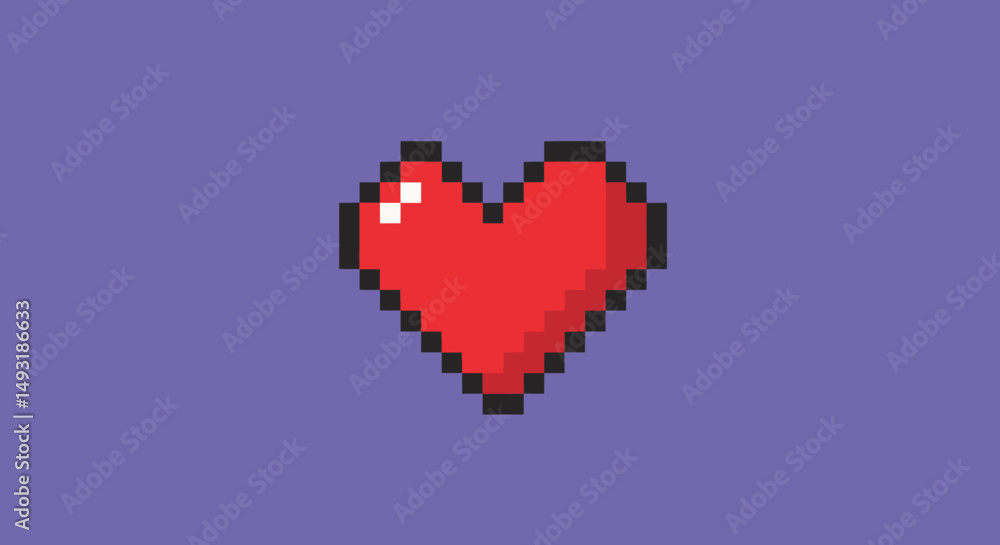 Obraz premium Pixelated Red Heart On Purple Background