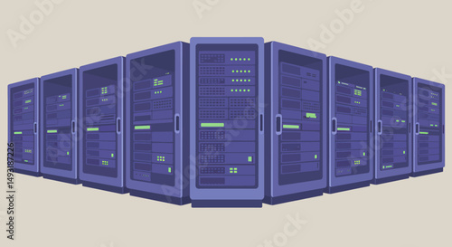 Row Of Server Racks In A Data Center