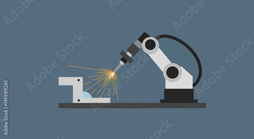 Pixel Art Robotic Welding Illustration
