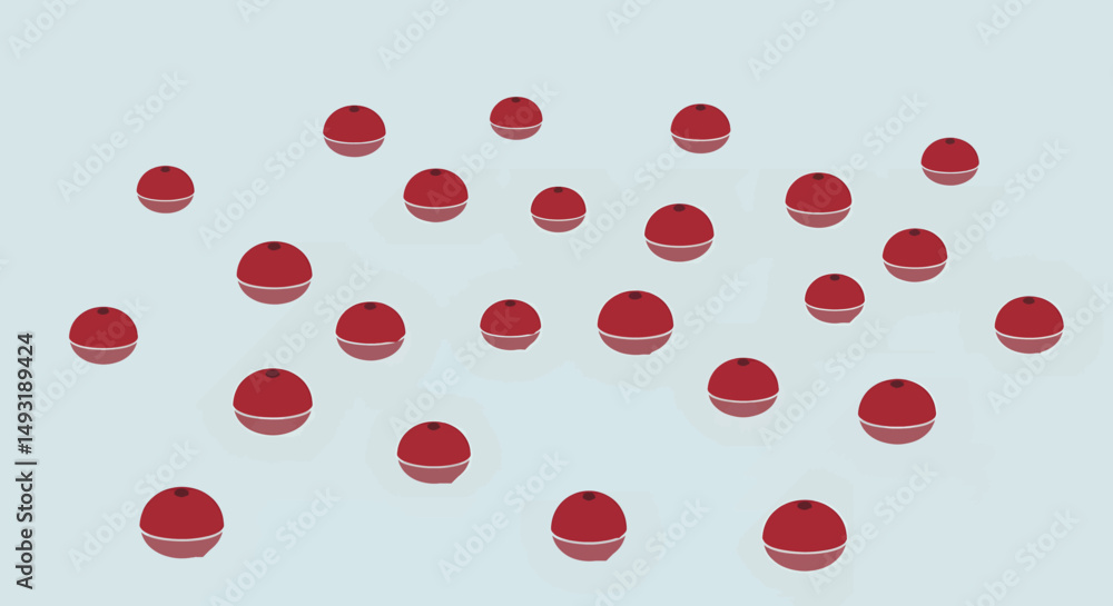 Pixel Art Red Objects Floating On Light Blue Surface Pixel Art Red Objects Floating On Light Blue Surface