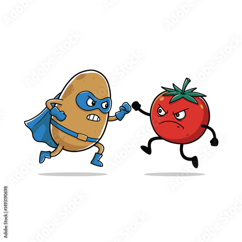 Superhero Potato vs Angry Tomato A Food Fight