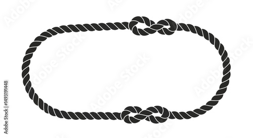 Black Oval Rope Frame with Knots
