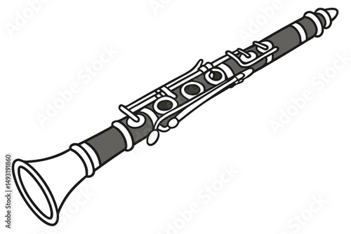  clarinet, musical instrument, solo, studio shot, detailed, realistic, high resolution