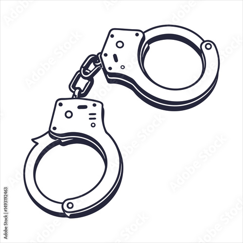 silhouette handcuffs on white background