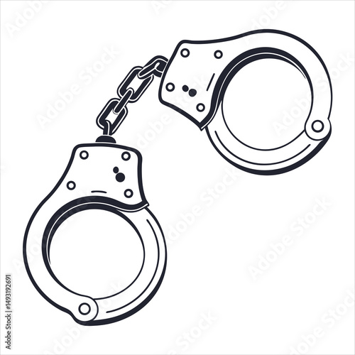 silhouette handcuffs on white background