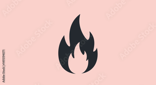 Simple Black Fire Icon On Pastel Pink Background