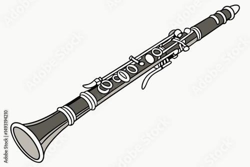 clarinet, musical instrument, solo, studio shot, detailed, realistic, high resolution