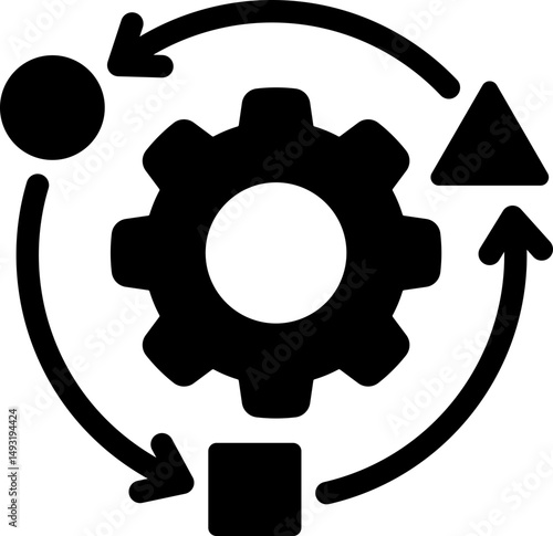 Process optimization and workflow icon. Silhouette icon.