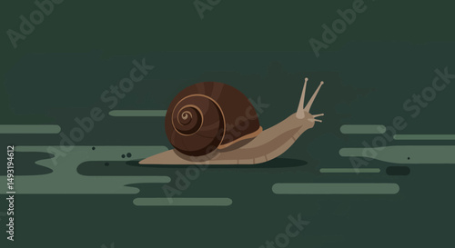 Pixel Art Snail Moving Through Dark Swampy Water