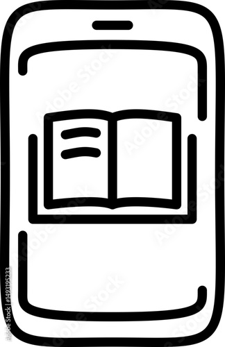 Mobile device with eBook icon - Editable Stroke SVG, fully scalable.