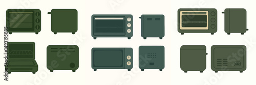 Electric oven collection style vector flat design