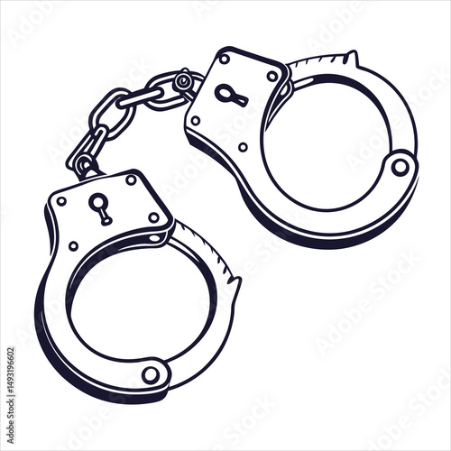 silhouette handcuffs on white background