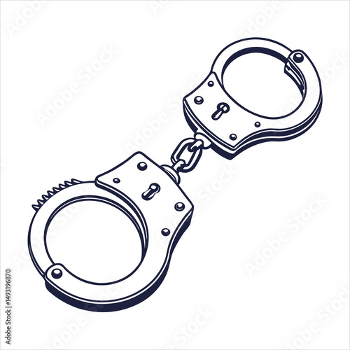 silhouette handcuffs on white background