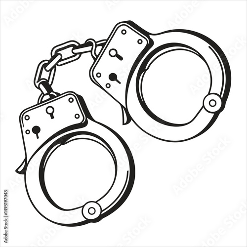 silhouette handcuffs on white background