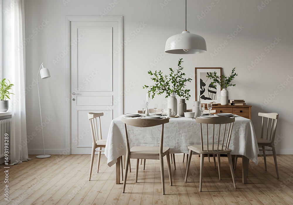 Fototapeta premium Dining room with table and chairs
