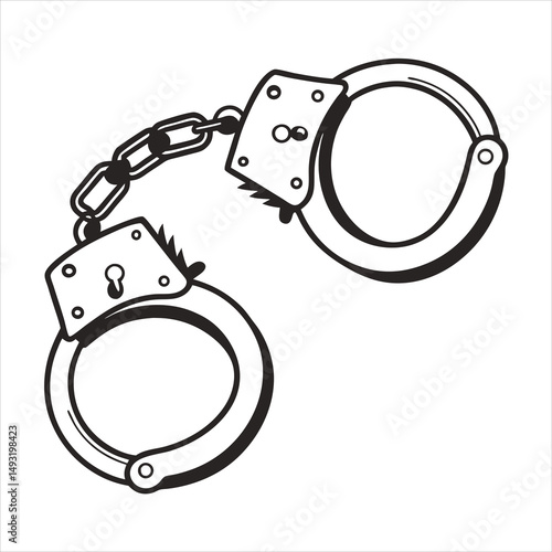silhouette handcuffs on white background